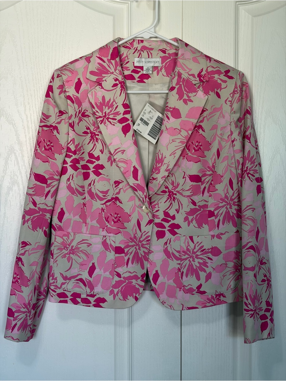 NWT Petite Sophisticate Floral Blazer Size 10 Pink Silk